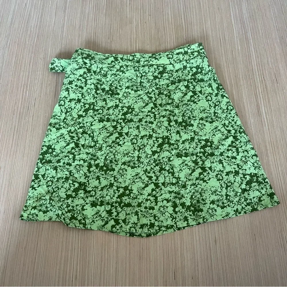 Abound Green Floral Print Wrap Skirt